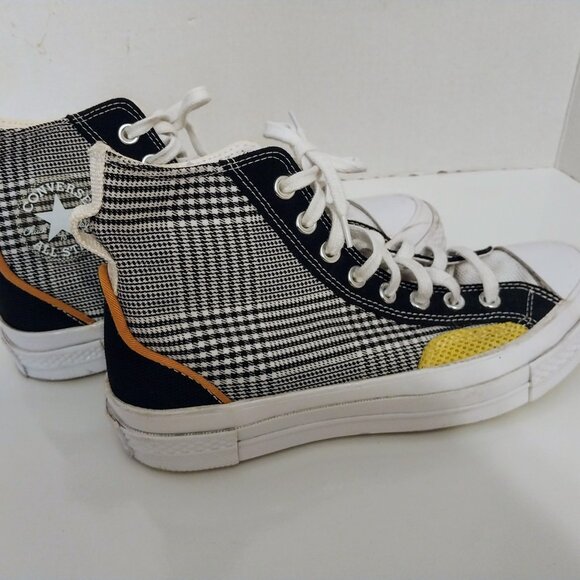CONVERSE CHUCK TAYLOR ALL STAR 70 HIGH TOP M-6.5 W-8.5 BLK/YELLOW PLAID - Picture 5 of 11